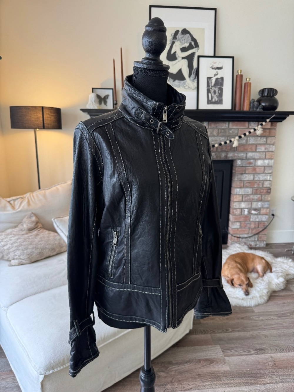 Vintage MISS SIXTY Black Leather Moto Jacket Y2K